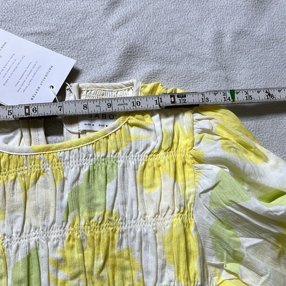 Sabo Banks Shirred Mini Dress Solstice Floral size S Cut Outs Puff Sleev… - Picture 15 of 16